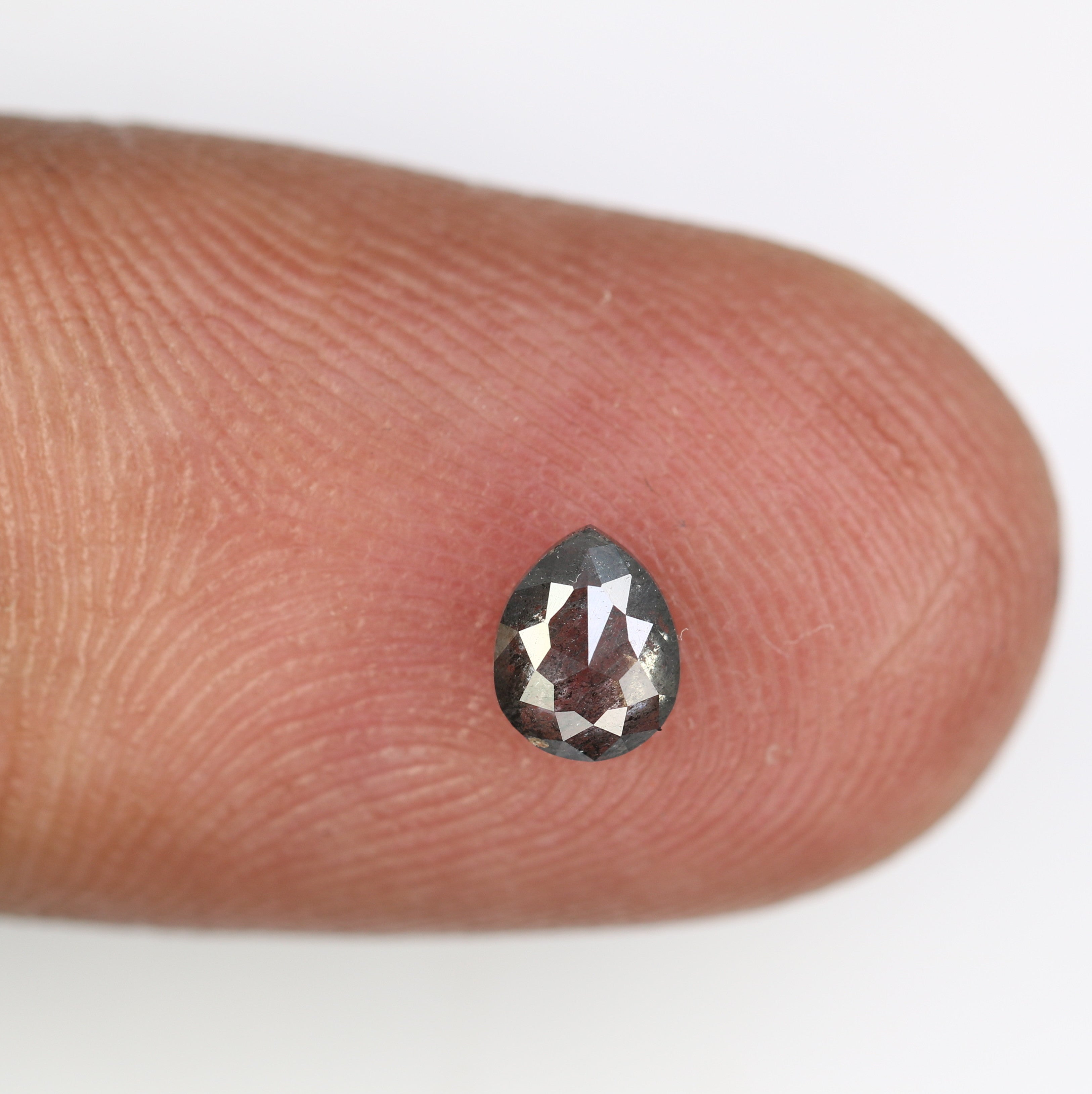 0.41 Carat 5.3 MM Loose Salt And Pepper Color Pear Shaped Diamond Ring