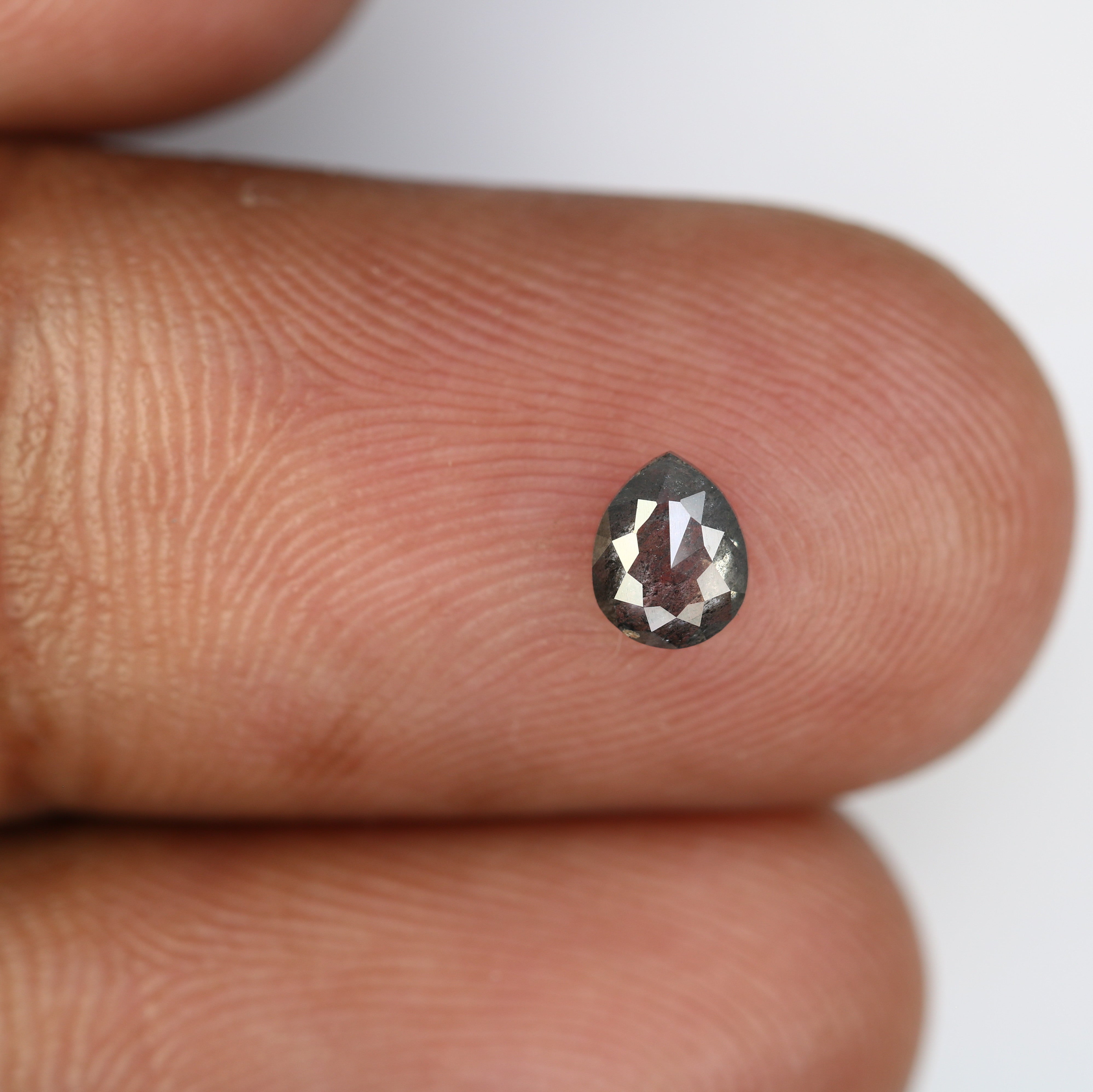 0.41 Carat 5.3 MM Loose Salt And Pepper Color Pear Shaped Diamond Ring