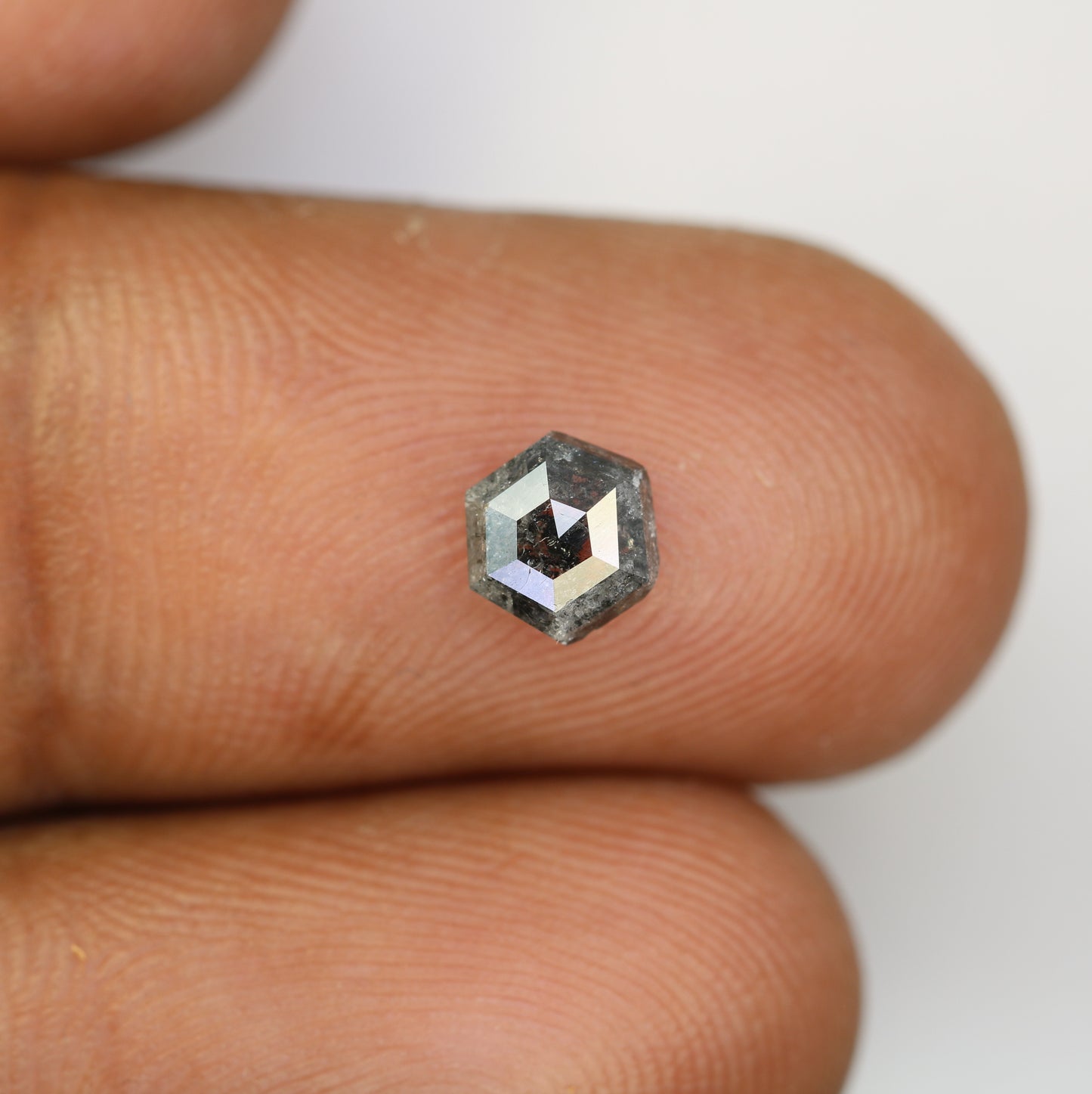 0.91 CT Elongated Hexagon Cut Salt And Pepper Diamond For Engagement Ring