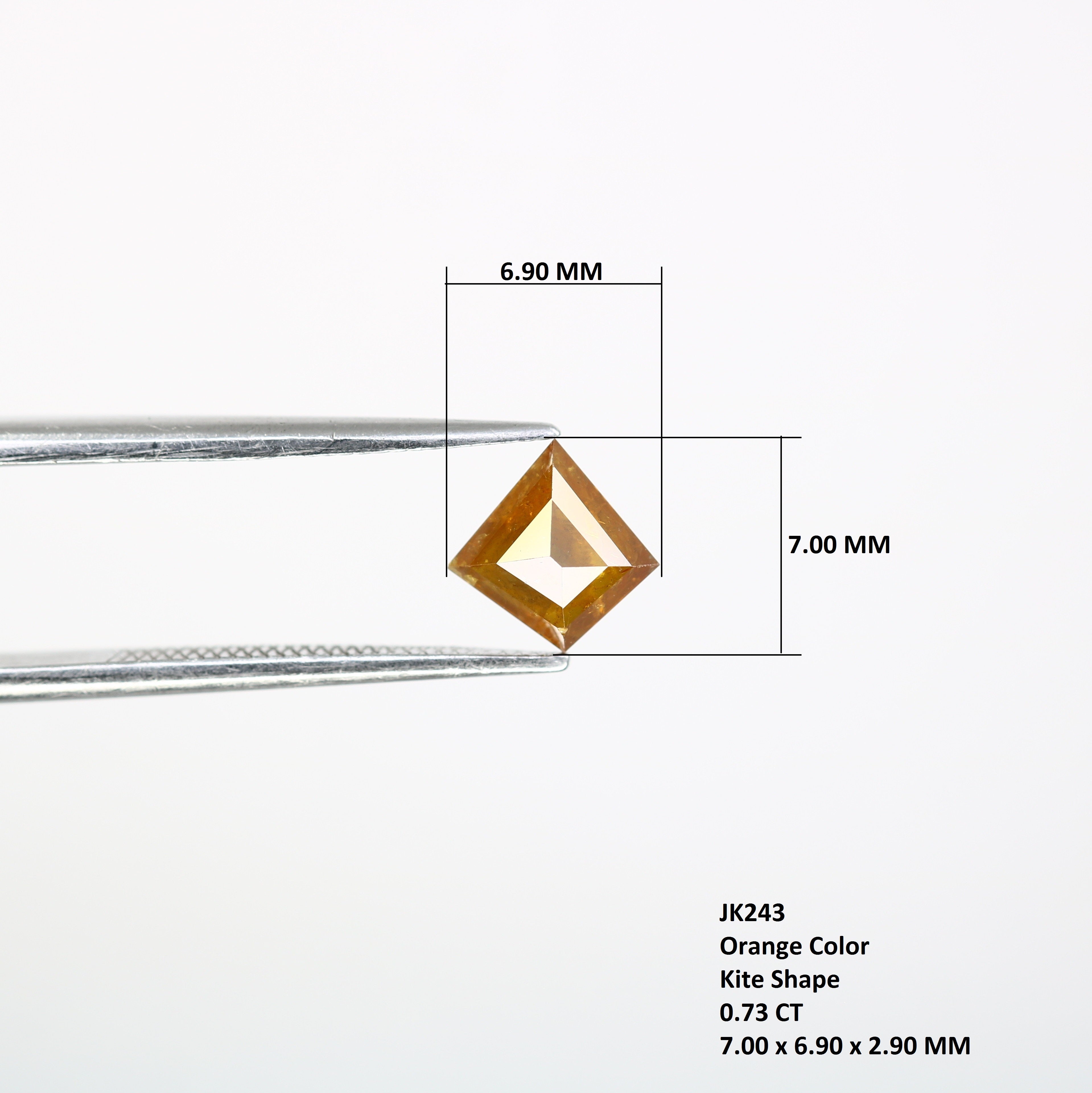 0.73 Carat Orange Color Natural Loose Kite Shaped 7.00 MM Diamond For Wedding Ring