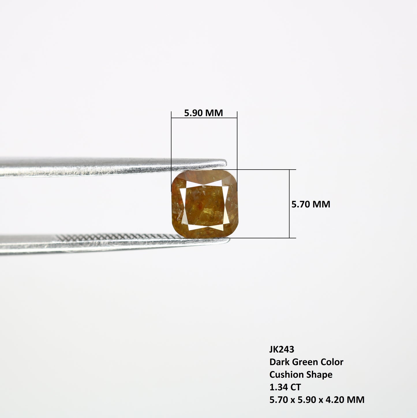 1.34 CT Fancy Dark Green Cushion Shape 5.70 MM Diamond For Fancy Designer Jewelry