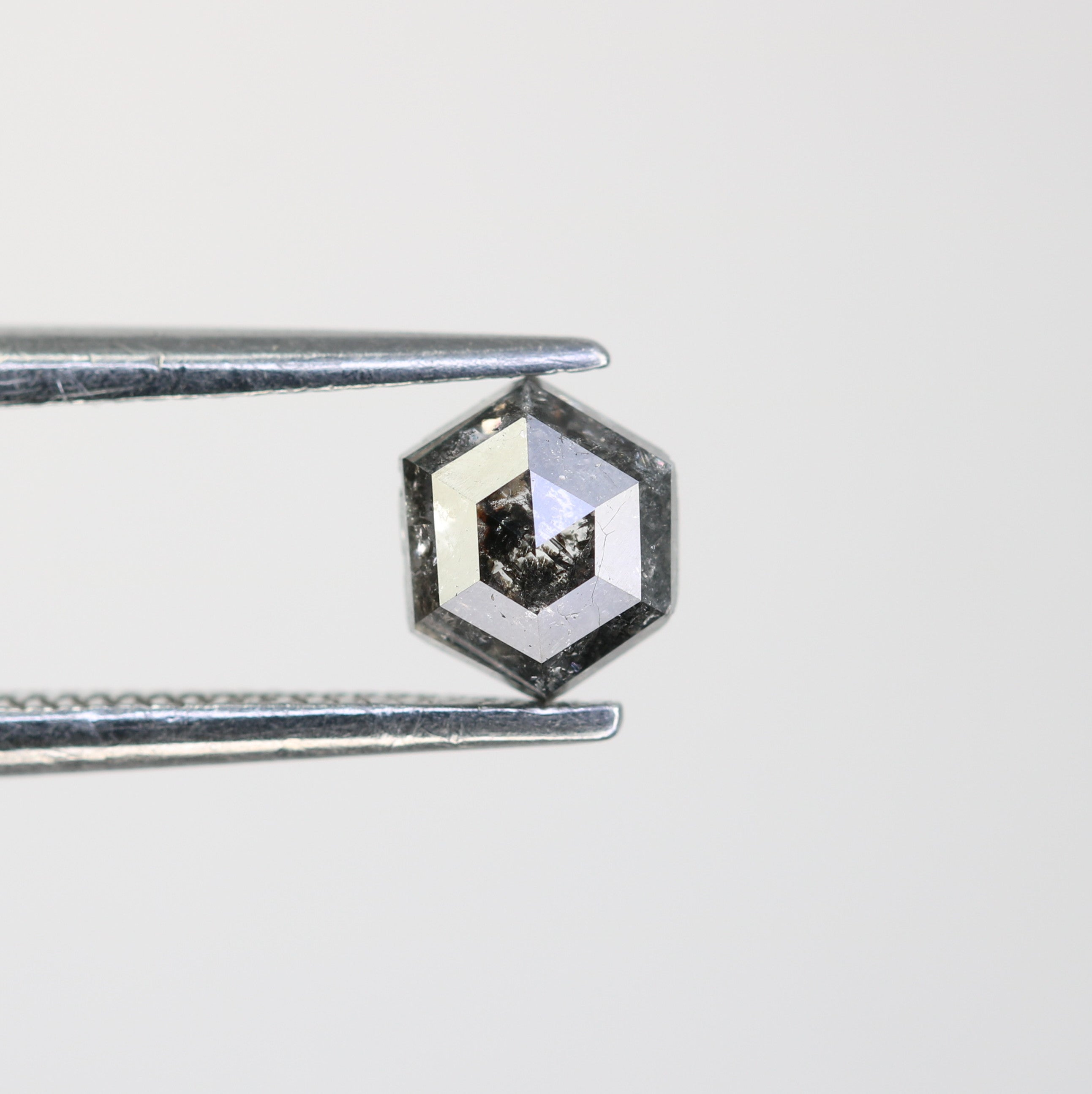 0.61 CT Elongated Hexagon Cut Salt And Pepper Natural Diamond For Engagement Ring