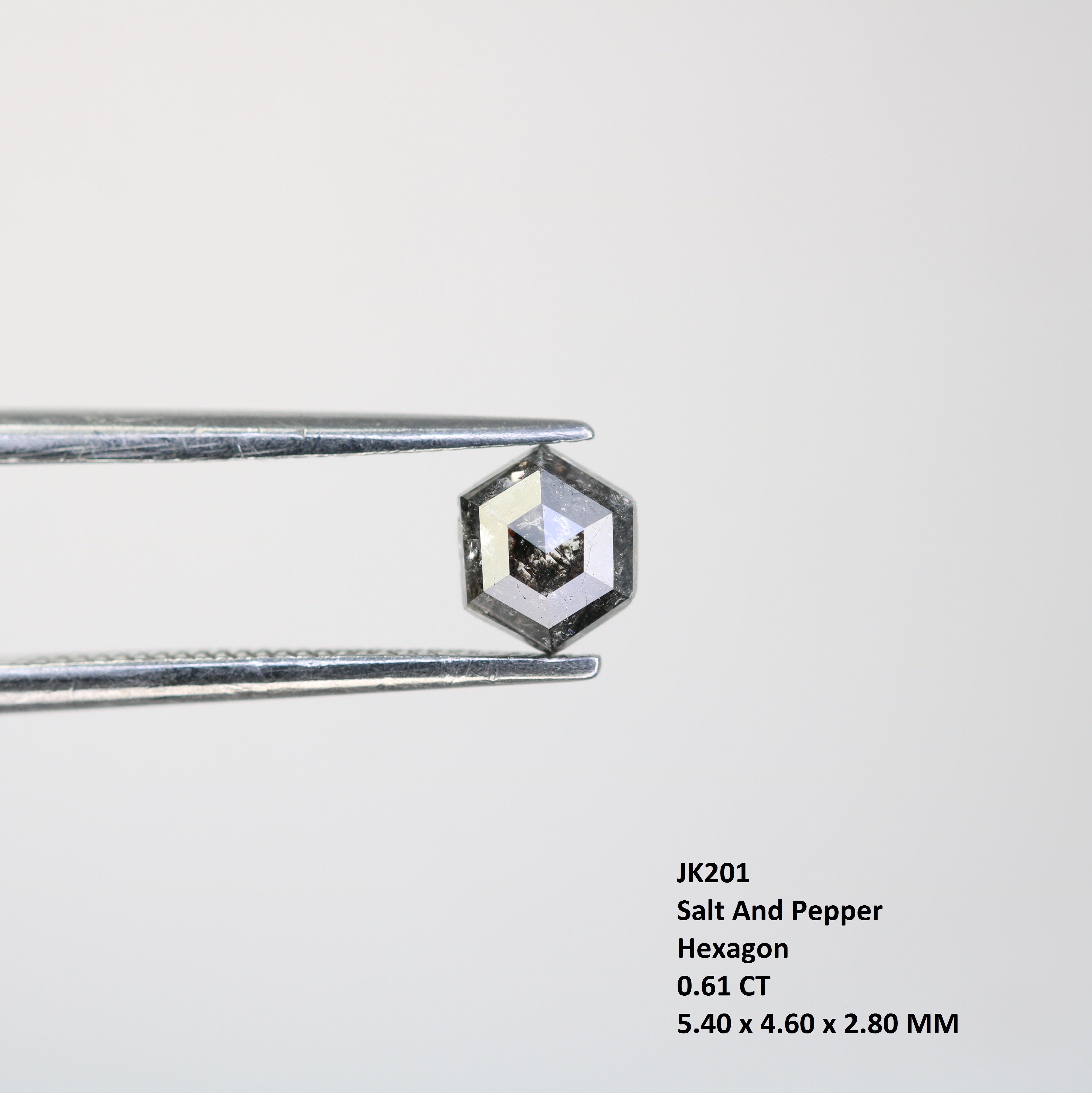 0.61 CT Elongated Hexagon Cut Salt And Pepper Natural Diamond For Engagement Ring