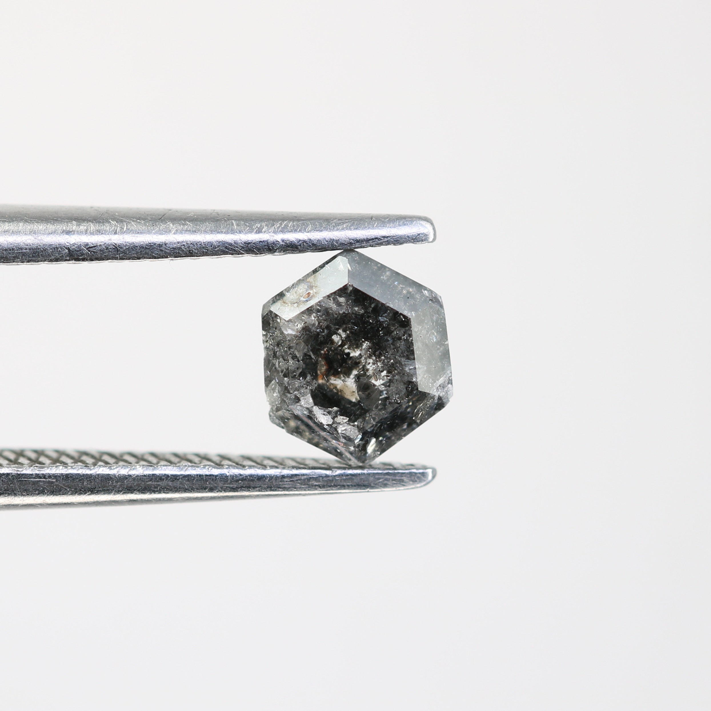 0.61 CT Elongated Hexagon Cut Salt And Pepper Natural Diamond For Engagement Ring
