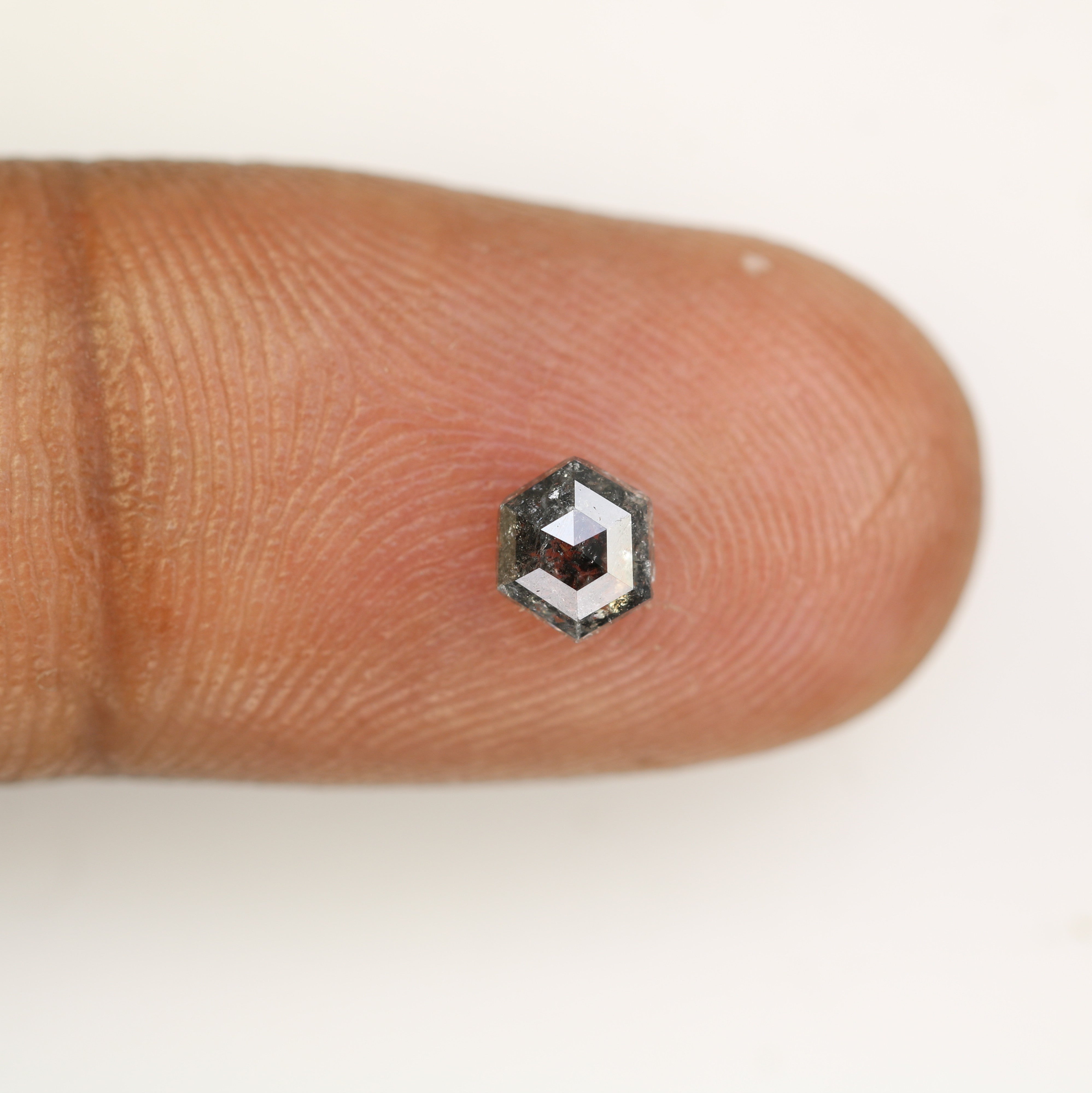 0.61 CT Elongated Hexagon Cut Salt And Pepper Natural Diamond For Engagement Ring