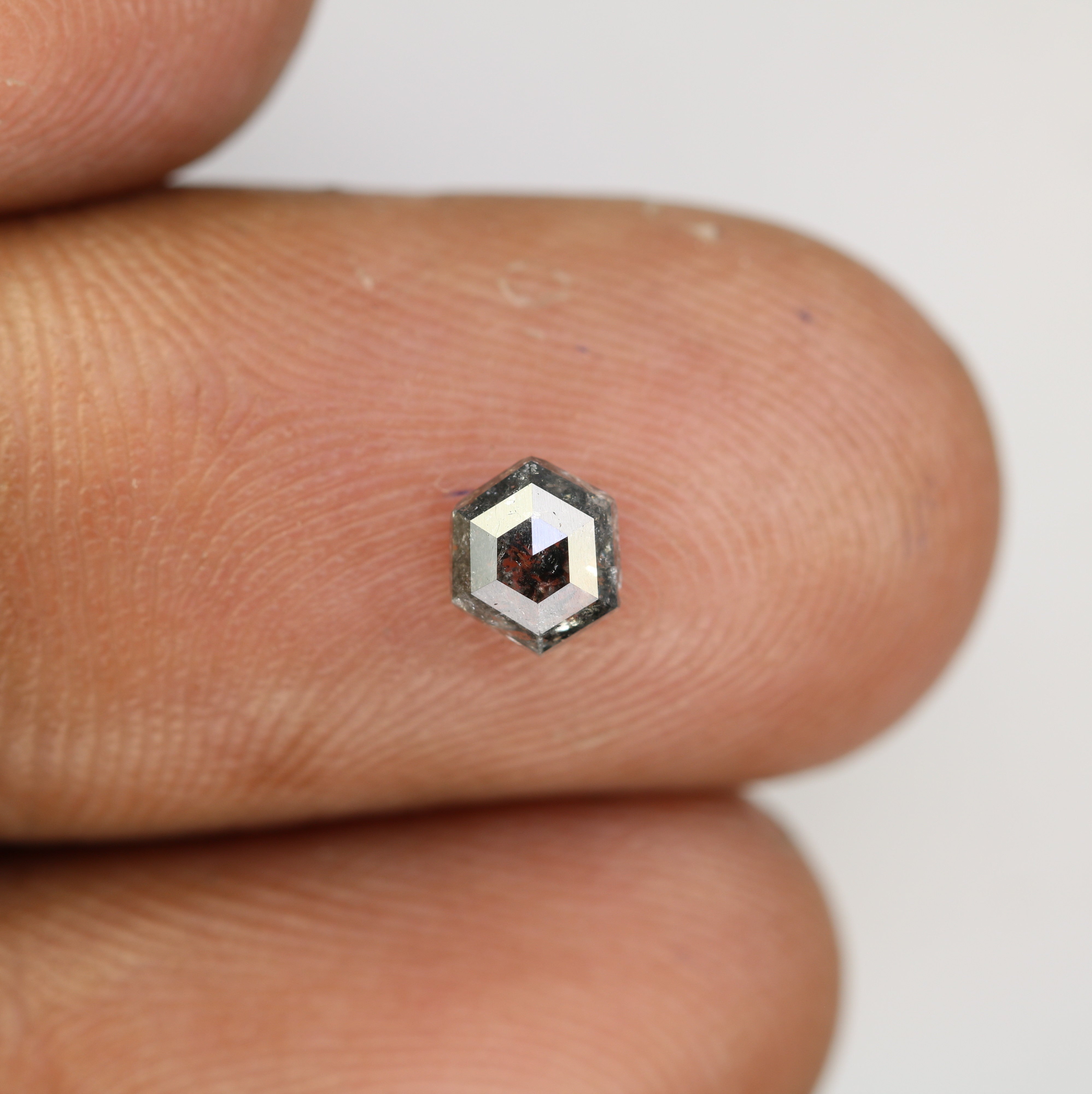 0.61 CT Elongated Hexagon Cut Salt And Pepper Natural Diamond For Engagement Ring