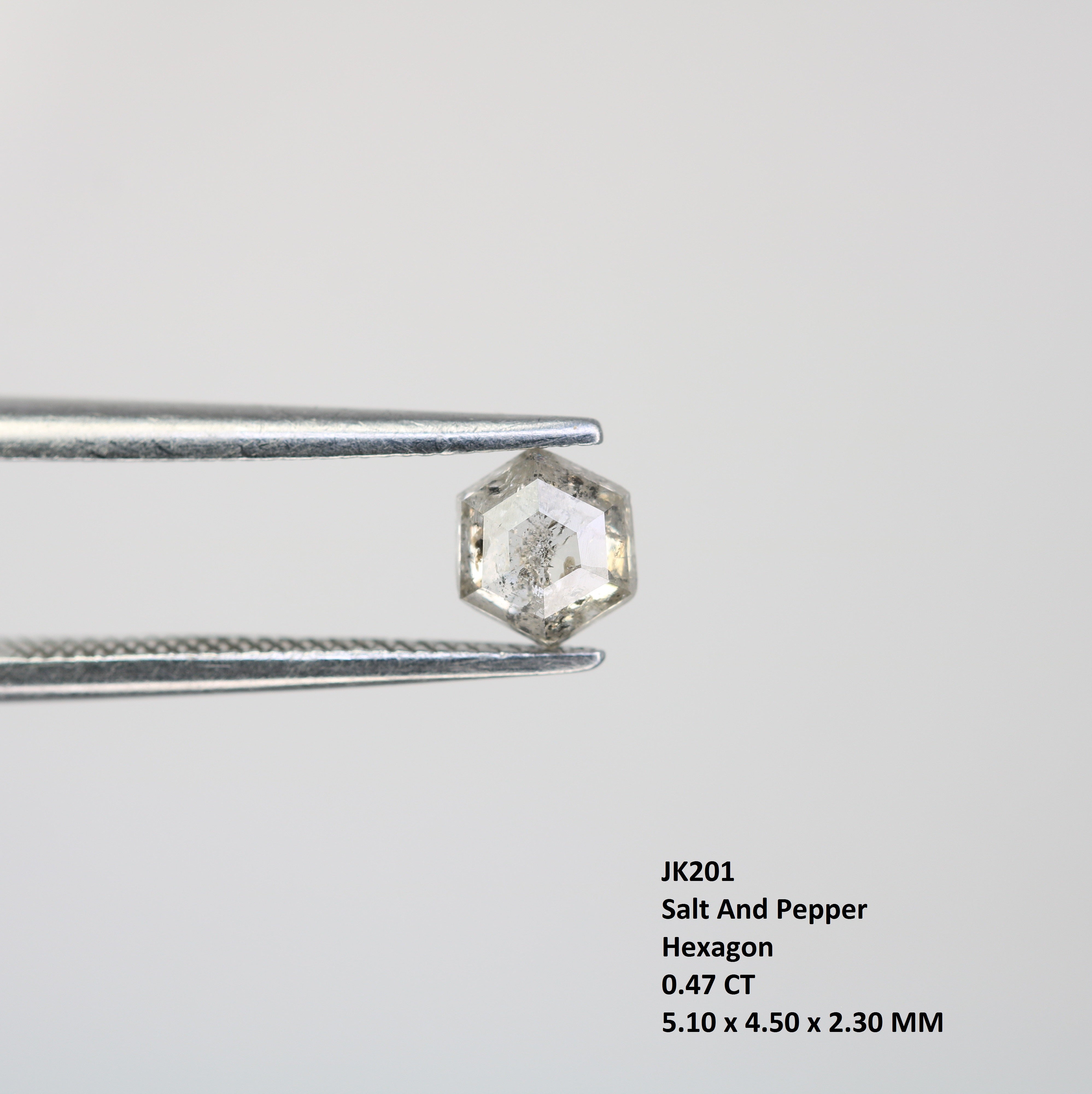 0.47 CT Elongated Hexagon Shape Salt And Pepper Loose Diamond For Engagement Ring