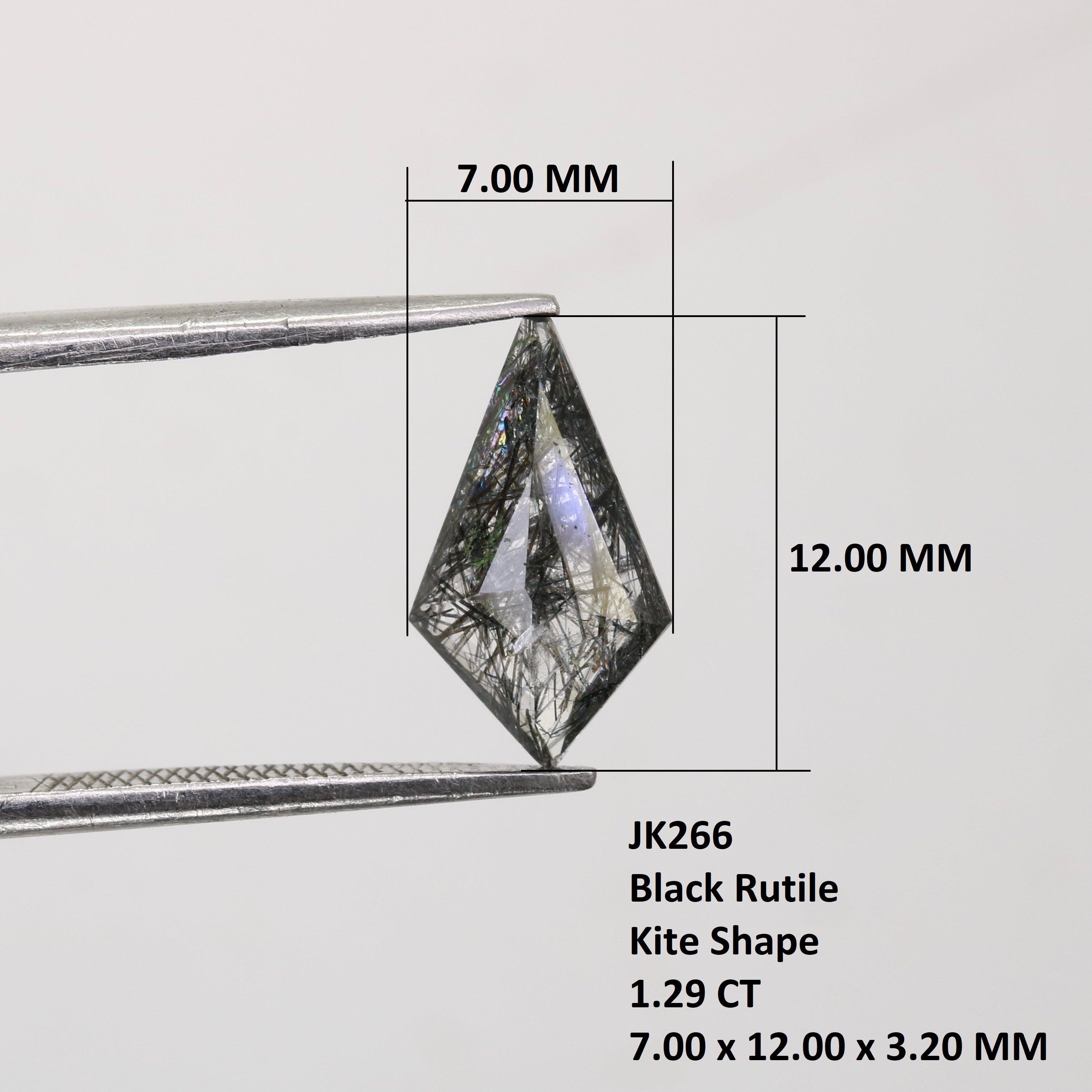 1.29 CT Black Rutile Polished Kite Shape 7.00 MM Natural Gemstone For Wedding Ring