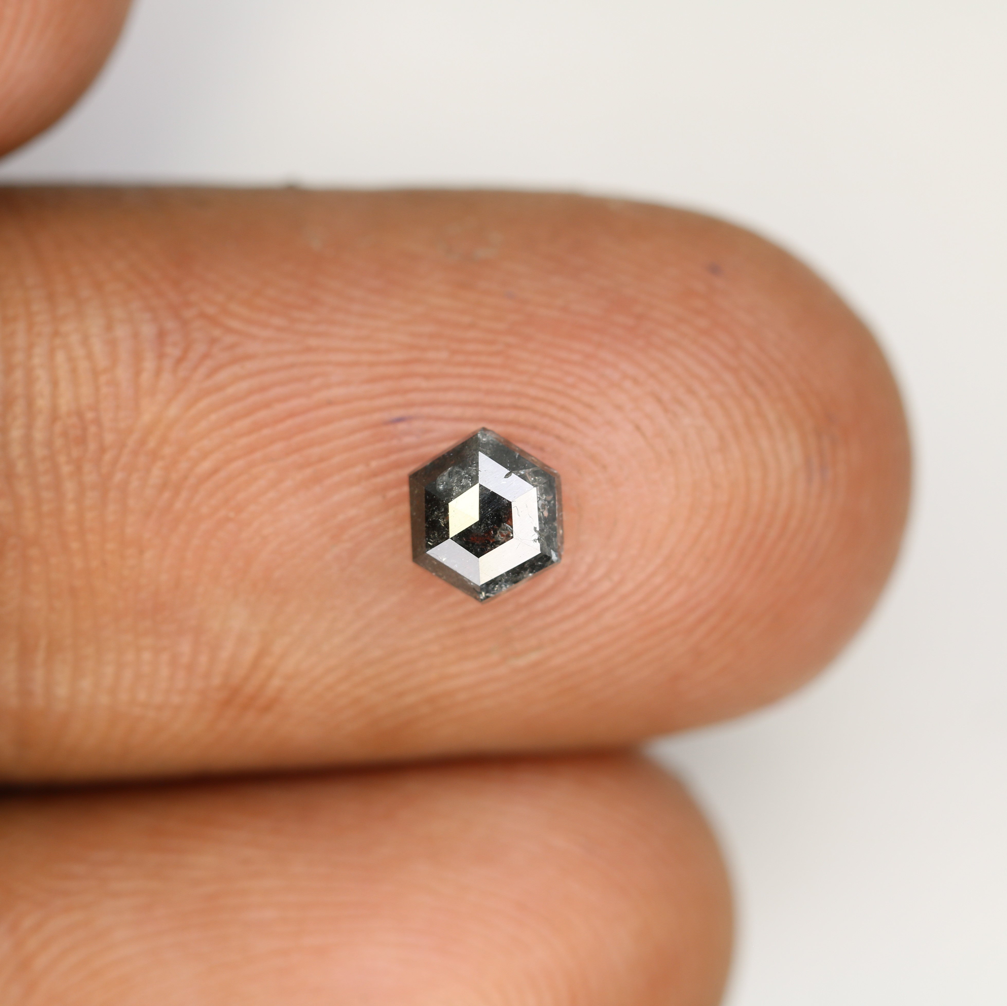 0.55 CT Salt And Pepper Elongated Hexagon Shape Diamond For Engagement Ring