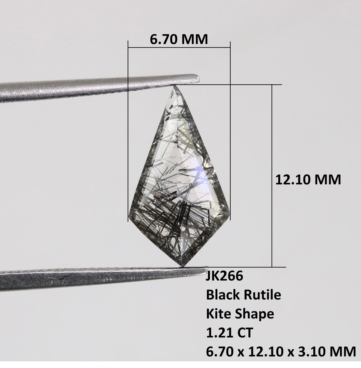 1.21 CT 6.70 MM Black Rutile Kite Shape Loose Gemstone For Wedding Ring
