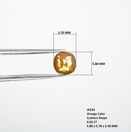 0.65 CT Orange Cushion Shape 5.80 MM Diamond For Wedding Ring