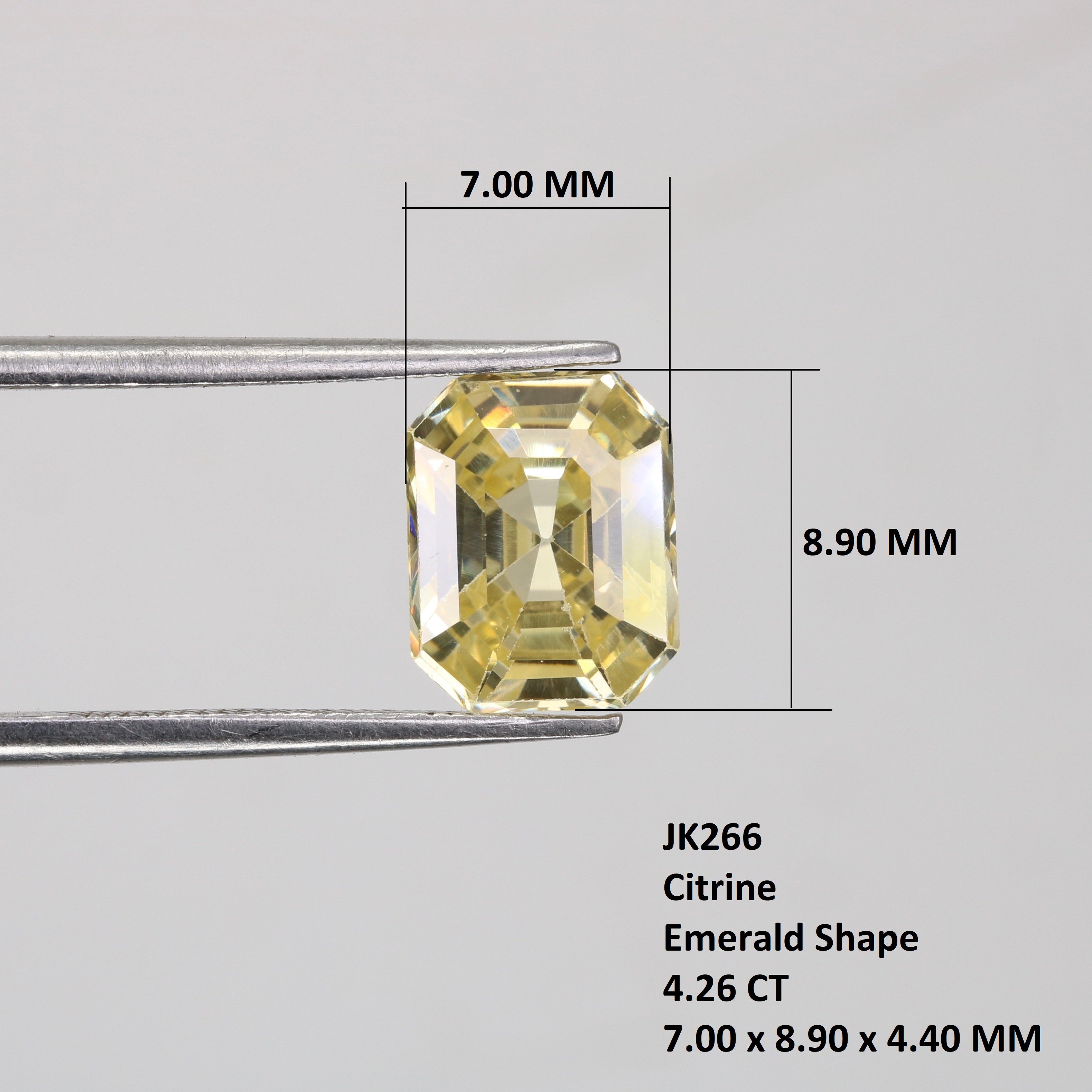 4.26 CT 7.00 MM Emerald Shape Yellow Citrine Loose Gemstone For Wedding Ring