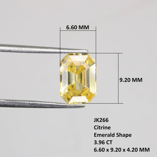 3.96 CT 6.60 MM Emerald Shape Yellow Citrine Natural Gemstone For Engagement Ring