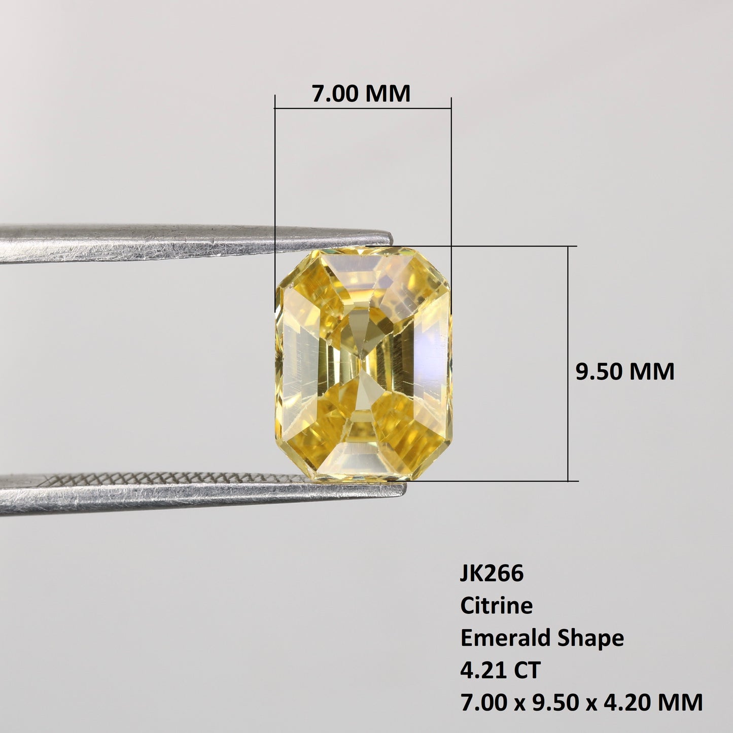 4.21 CT 7.00 MM Natural Yellow Citrine Emerald Shape Gemstone For Wedding Ring - JayKrishna Diamond