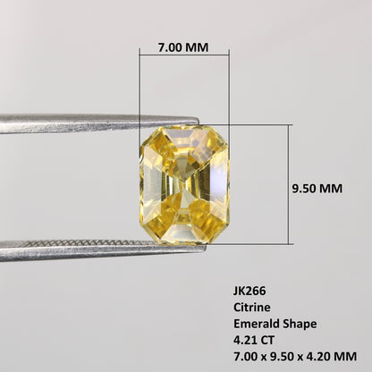 4.21 CT 7.00 MM Natural Yellow Citrine Emerald Shape Gemstone For Wedding Ring - JayKrishna Diamond
