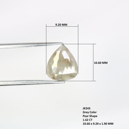 1.62 CT Polished Pear Shaped Natural Loose Grey Natural Diamond For Wedding Ring