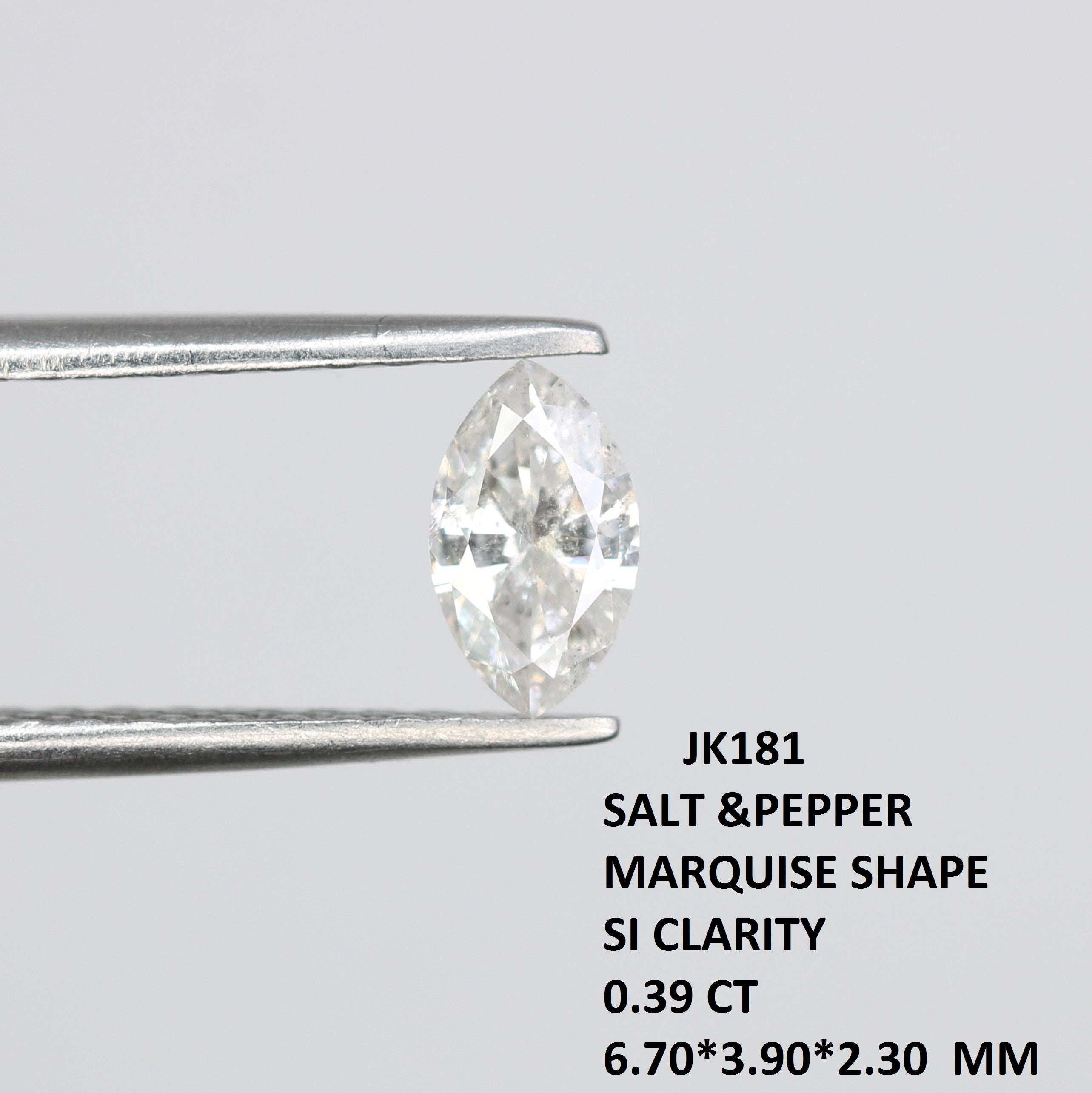 0.39 CT Marquise Shape Salt And Pepper Diamond For Engagement Ring