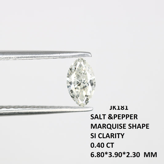 0.40 CT Marquise Shape Salt And Pepper Diamond For Engagement Ring