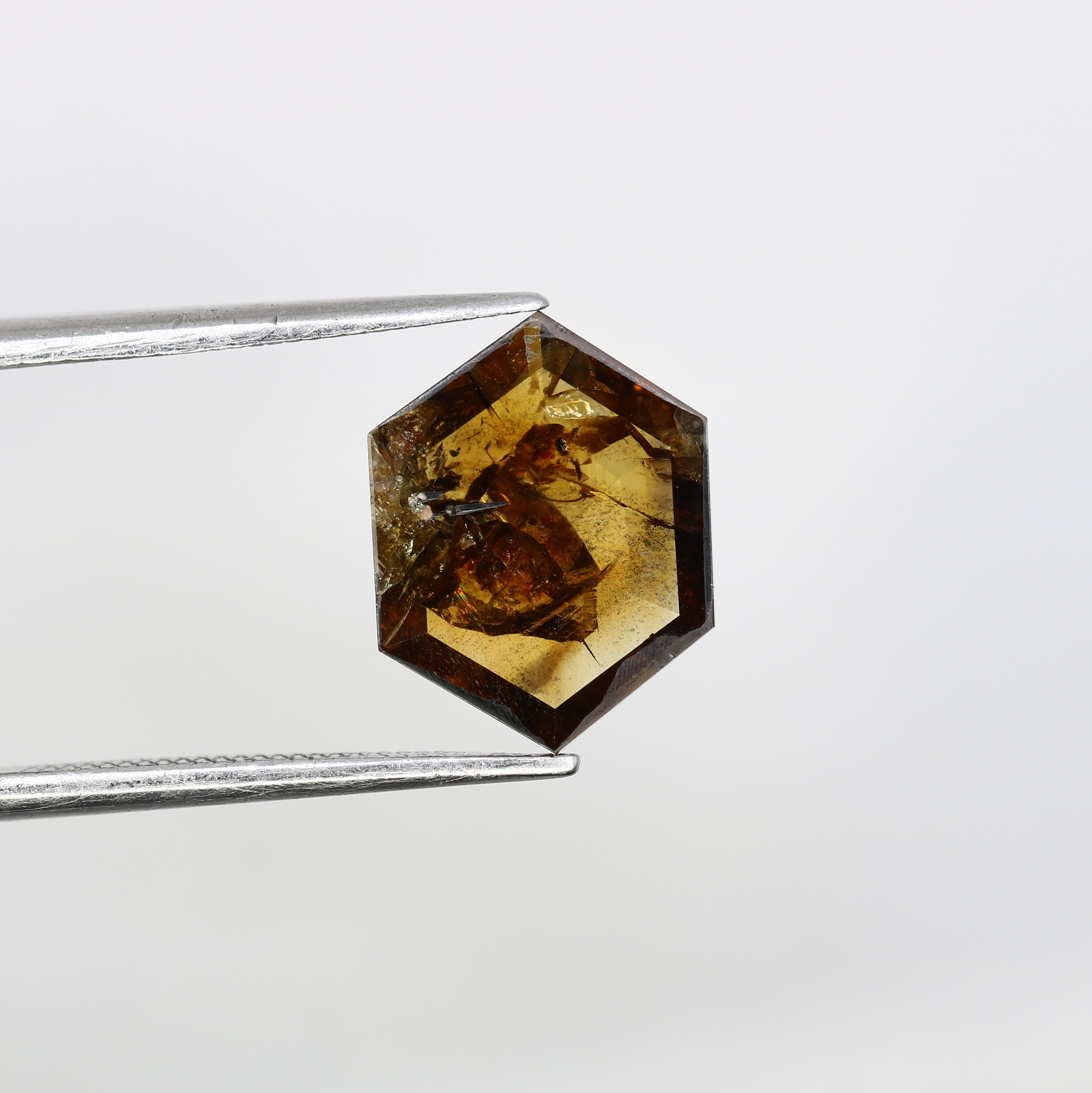 1.88 Carat 12.00 MM Hexagon Shaped Natural Brown Diamond For Promise Ring