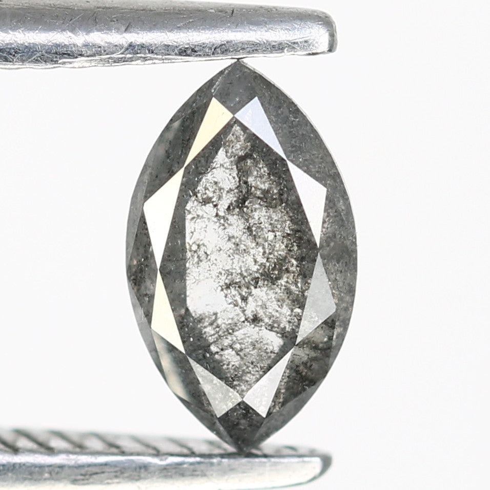 0.34 Carat 6 MM Marquise Shaped Natural Loose Salt And Pepper Diamond Ring