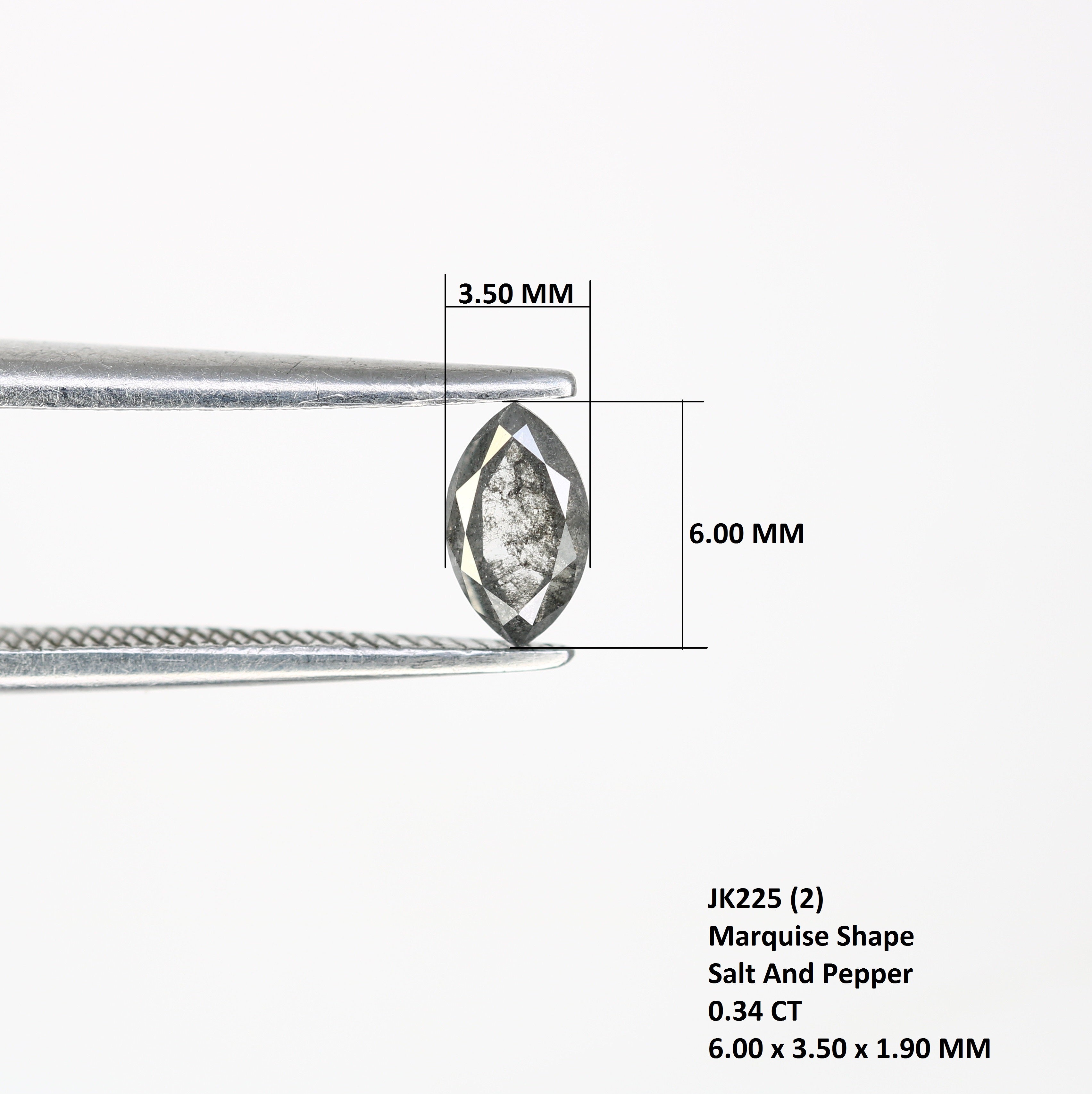 0.34 Carat 6 MM Marquise Shaped Natural Loose Salt And Pepper Diamond Ring