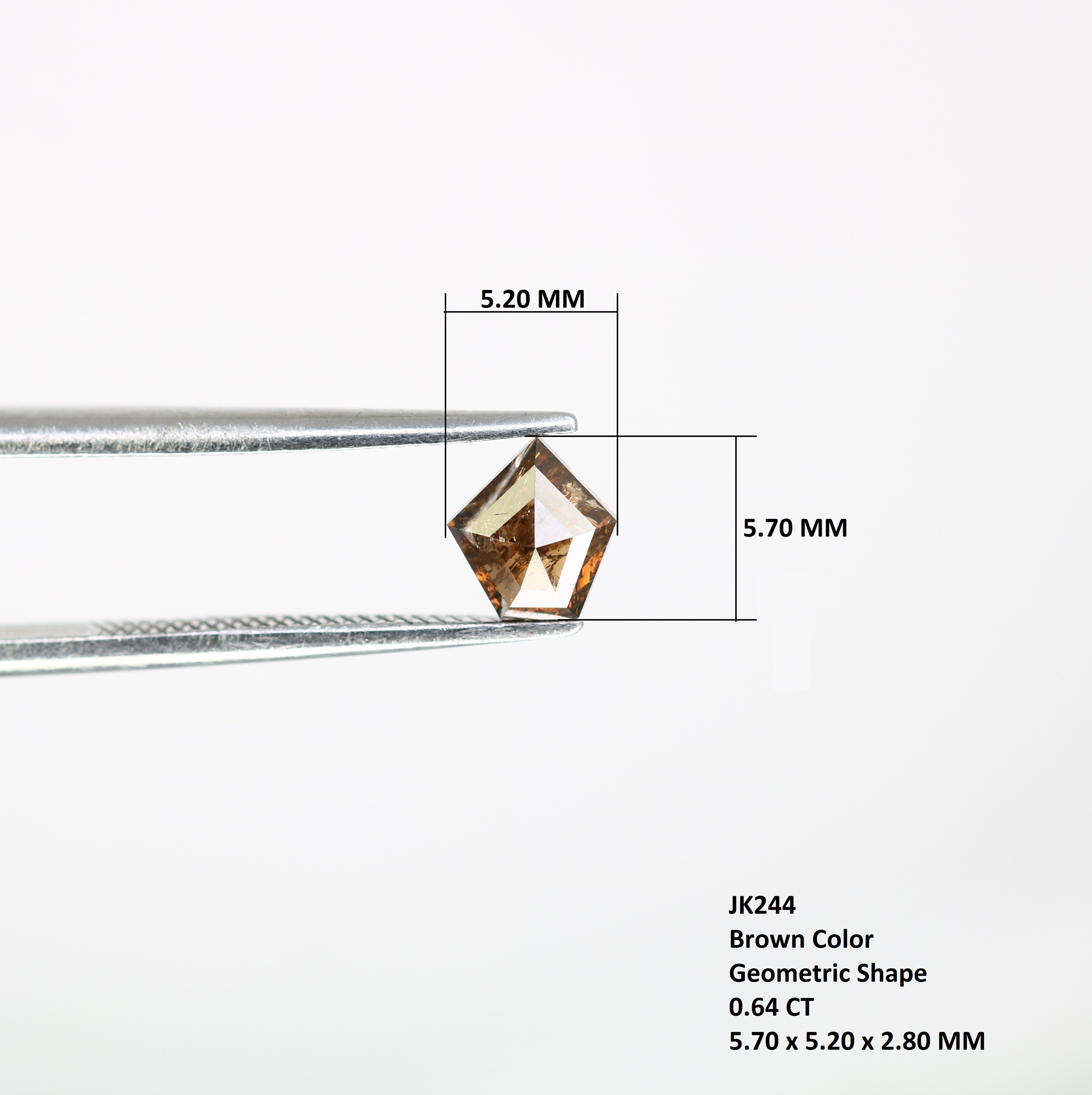 0.64 CT Geometric Shape 5.70 MM Natural Brown Diamond For Engagement Ring