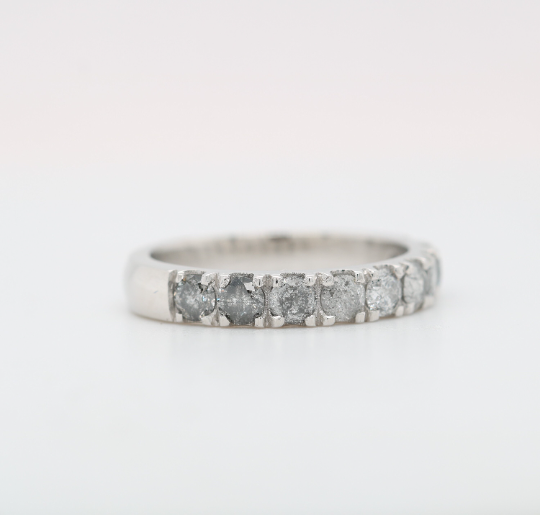Salt And Pepper Diamond 18K White Gold Half Eternity Ring