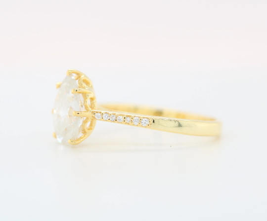 Rose Gold White Pear Moissanite Diamond Engagement Ring