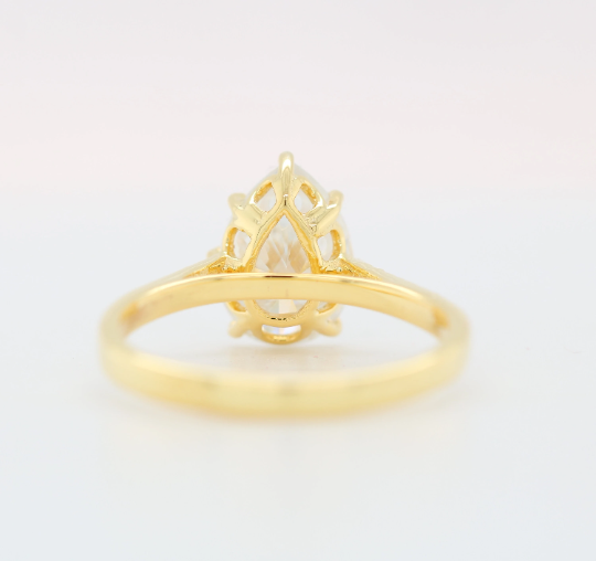Rose Gold White Pear Moissanite Diamond Engagement Ring