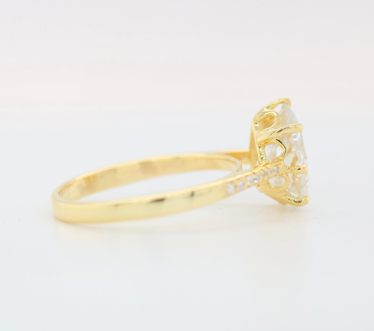 Rose Gold White Pear Moissanite Diamond Engagement Ring